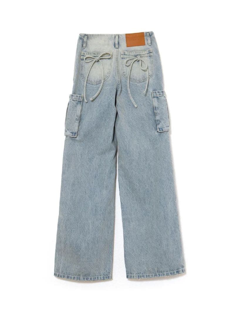 Back ribbon denim cargopants andmary デニム