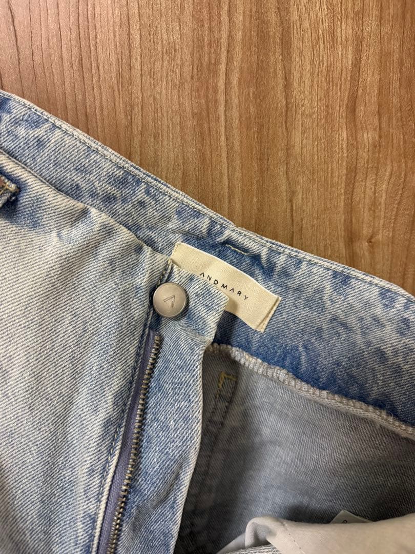 Back ribbon denim cargopants andmary デニム