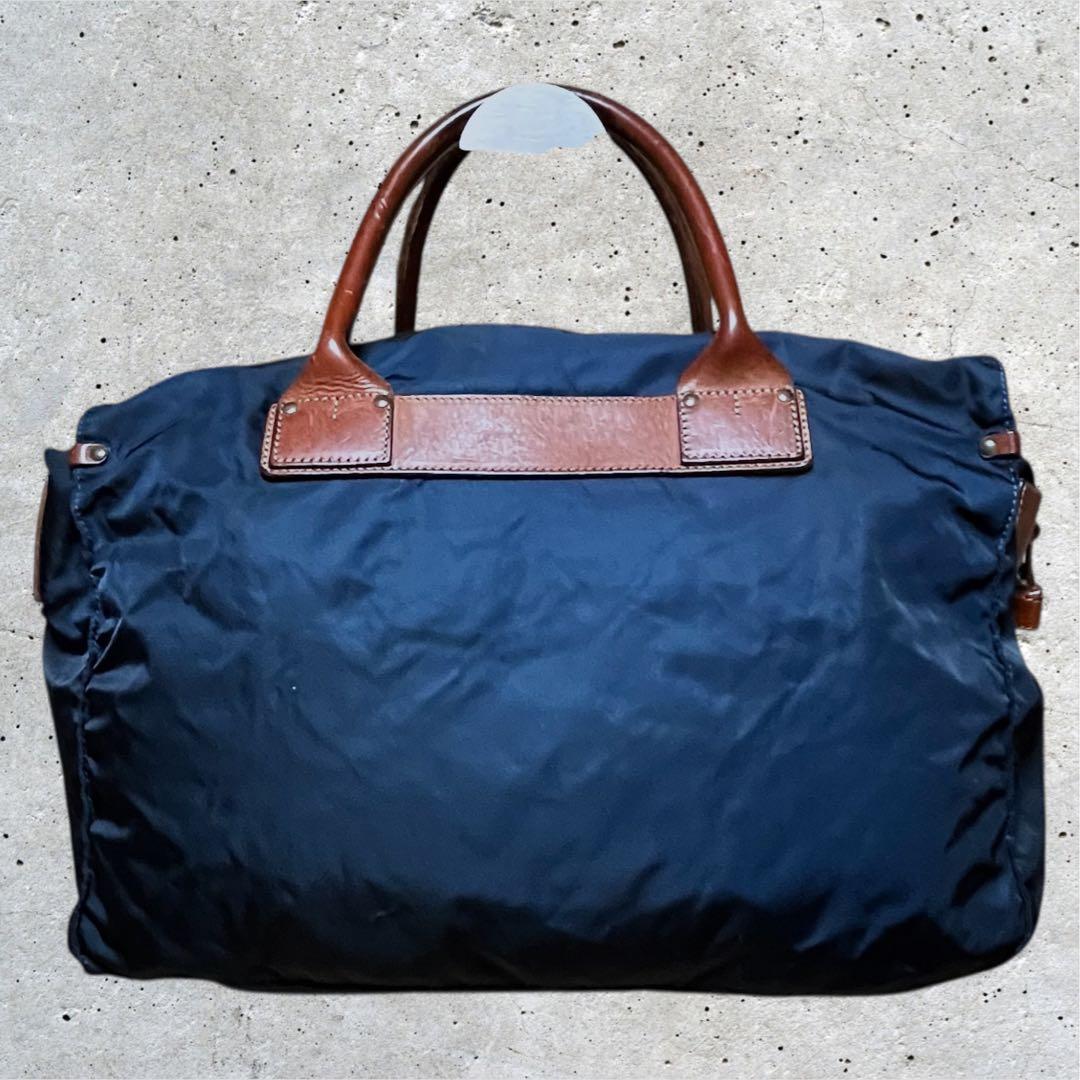 美品　フェリージ　ボストンバッグ　2way ナイロン　レザー　ネイビー　紺