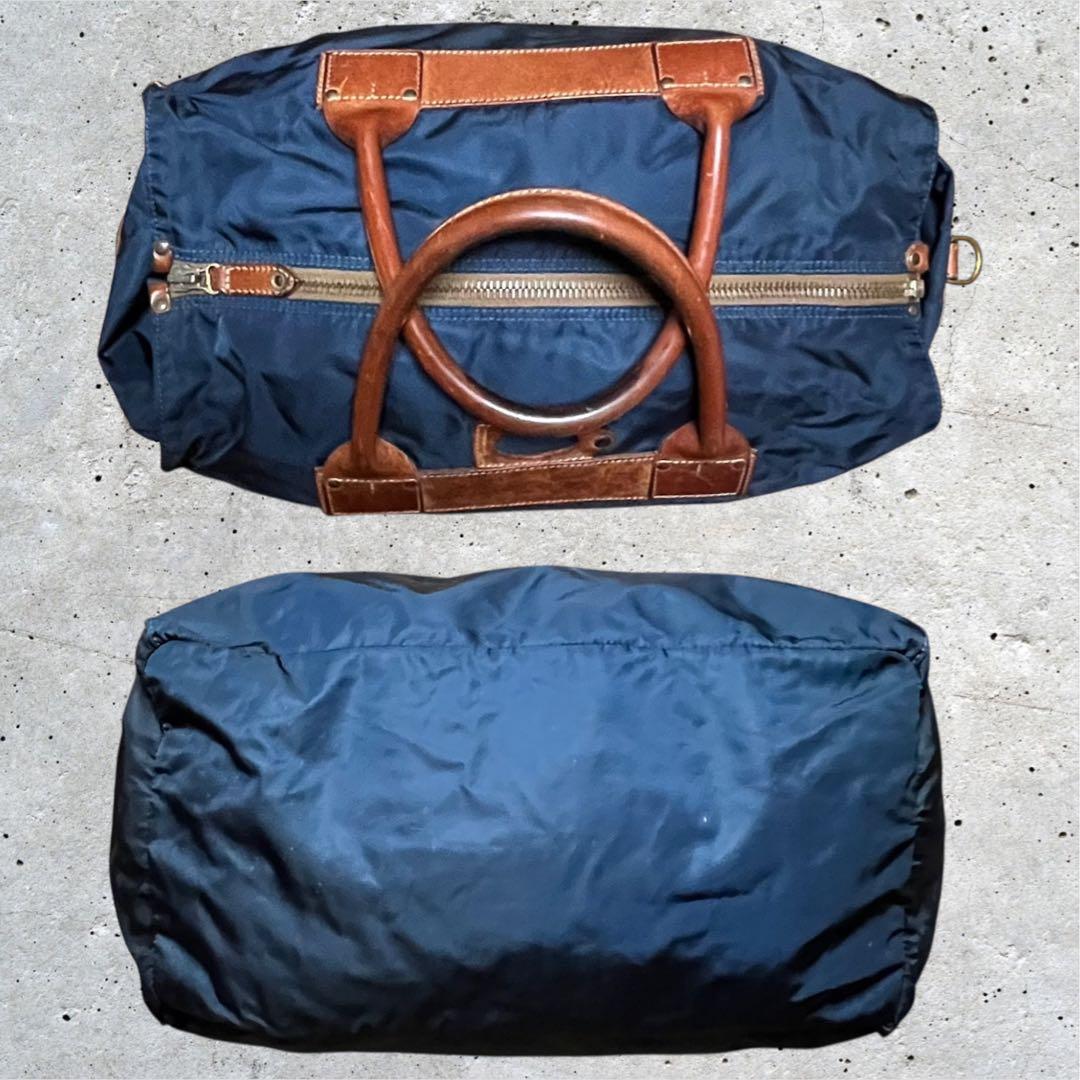 美品　フェリージ　ボストンバッグ　2way ナイロン　レザー　ネイビー　紺