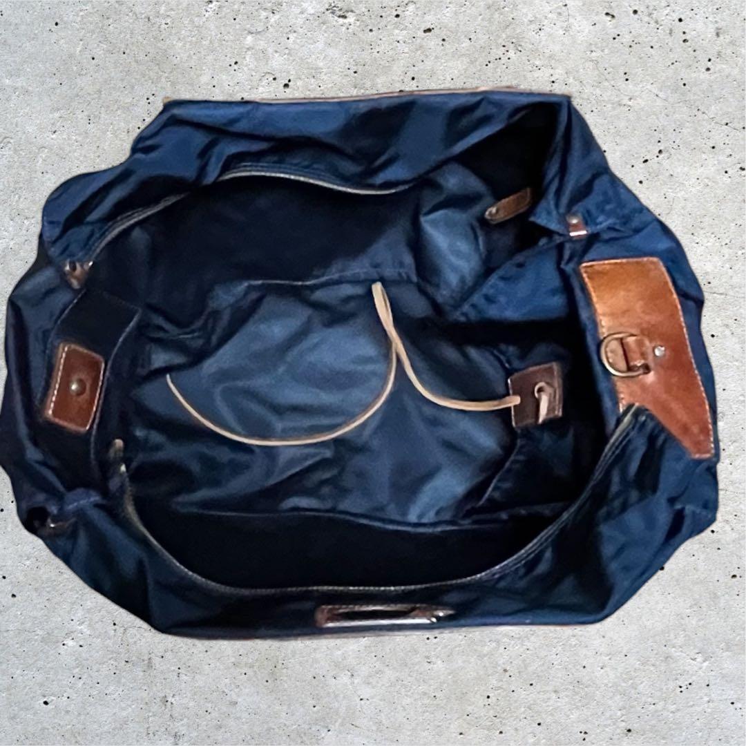 美品　フェリージ　ボストンバッグ　2way ナイロン　レザー　ネイビー　紺