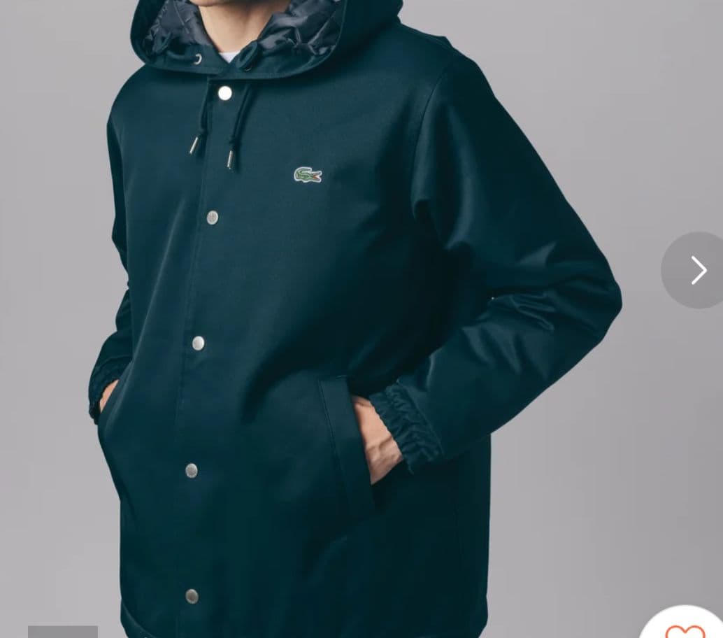 LACOSTE 　フーデ付コーチジャケット ダークグリーン　BH064MJ