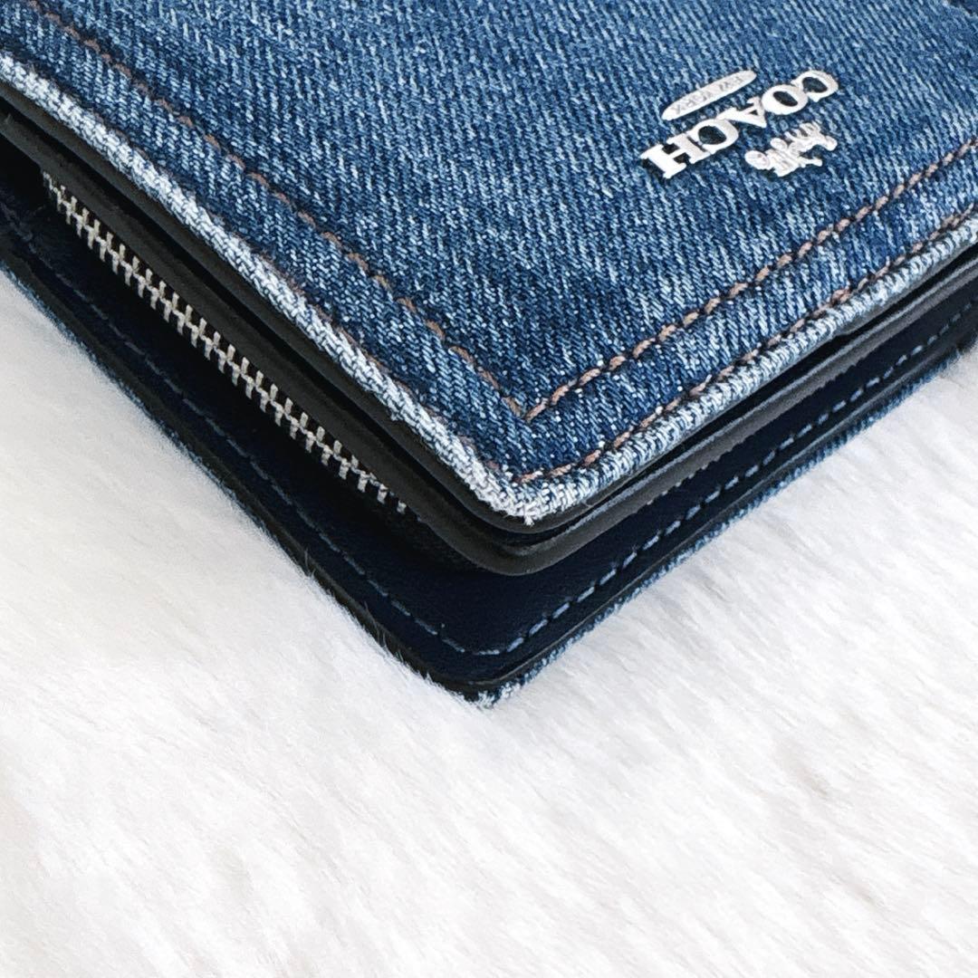 COACH コーチ スナップ ウォレット デニム 二つ折り財布 極美品