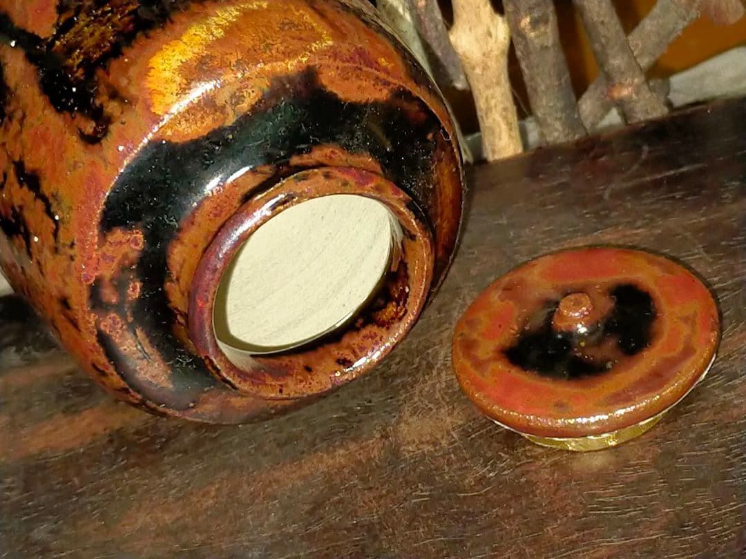 ♥美濃焼　天目釉　茶入　茶道具　骨董　古玩