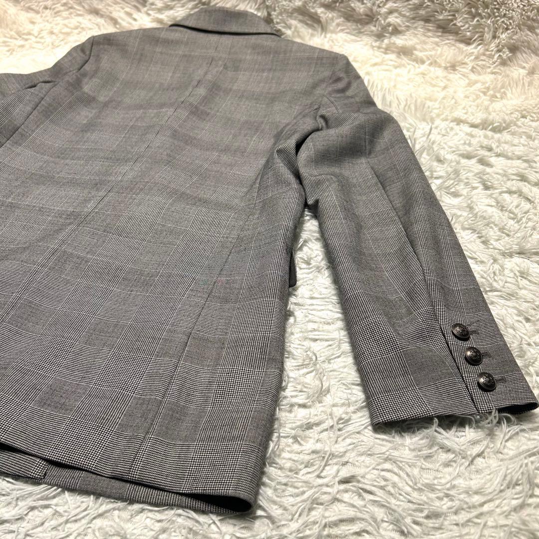 未使用級✨】PLST ダブルブレストジャケット M ウール グレー チェック