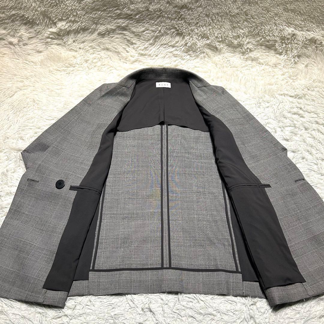 未使用級✨】PLST ダブルブレストジャケット M ウール グレー チェック