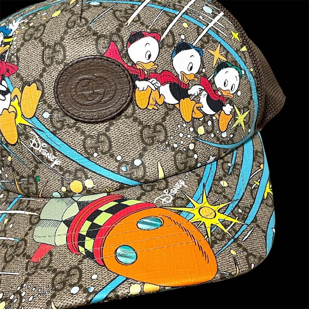 極美品 GUCCI × DISNEY コラボ ドナルドダック総柄メッシュキャップ