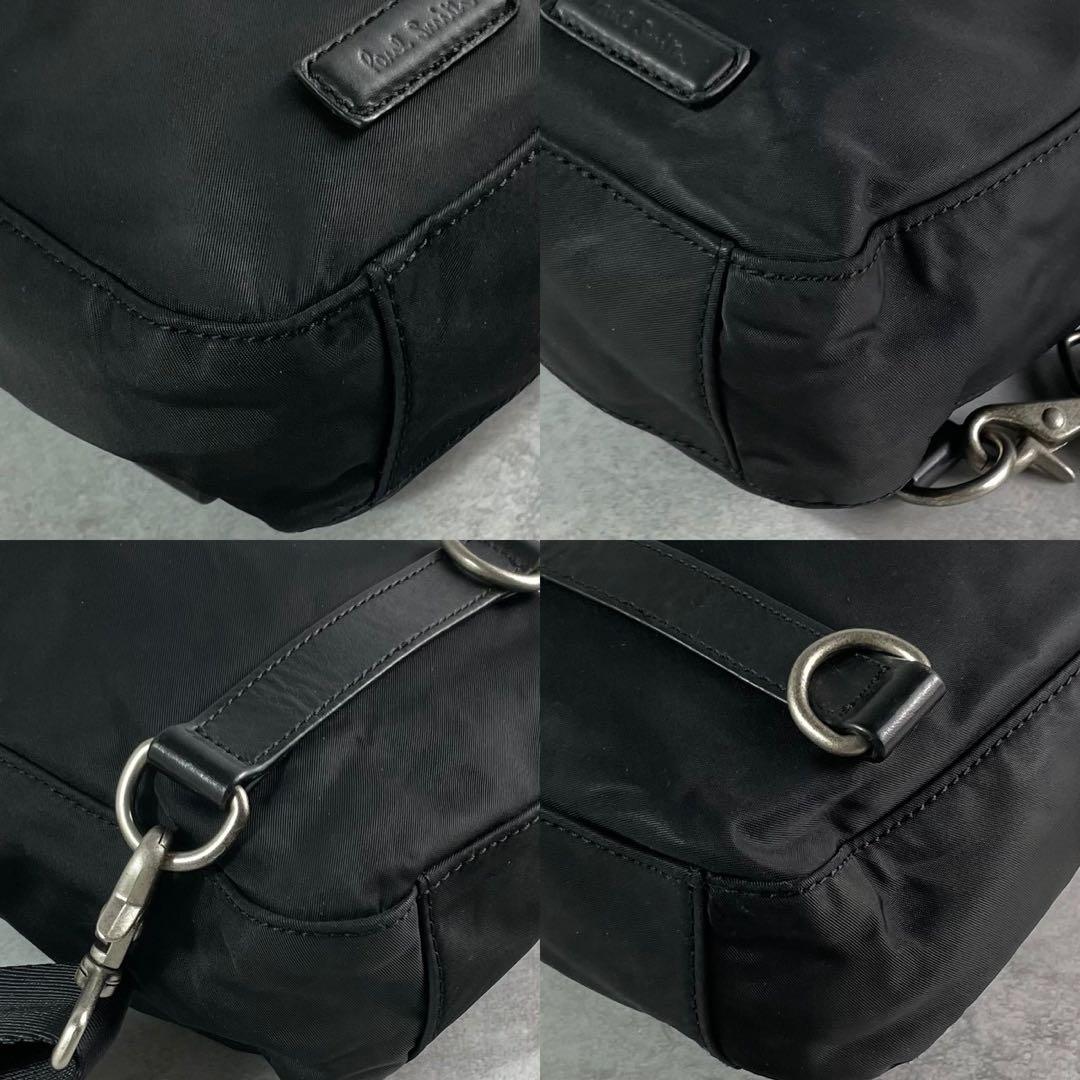 Paul smith 　ボディバッグ マルチストライプ　斜め掛け　レザー　黒