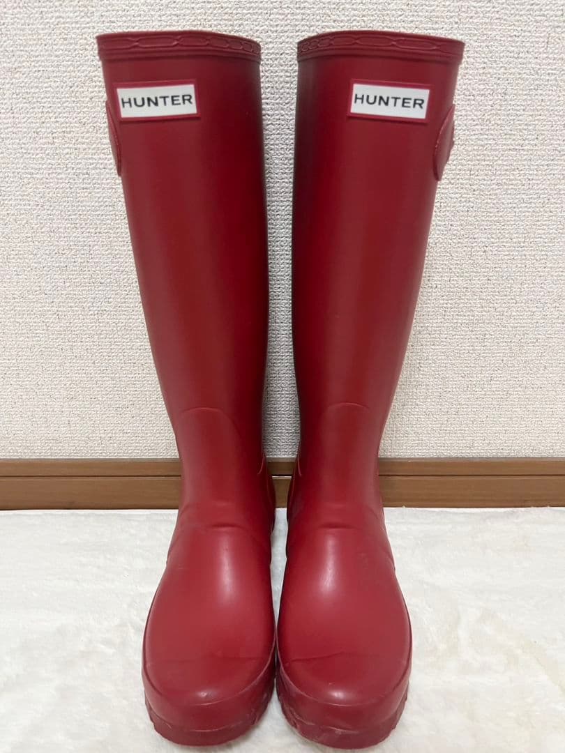 HUNTER 赤 長靴　レインブーツ　レッド　24cm