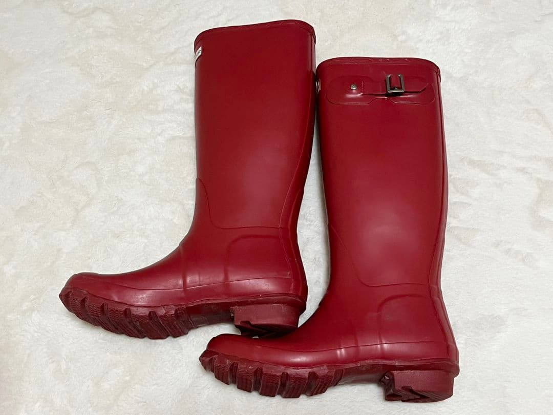 HUNTER 赤 長靴　レインブーツ　レッド　24cm
