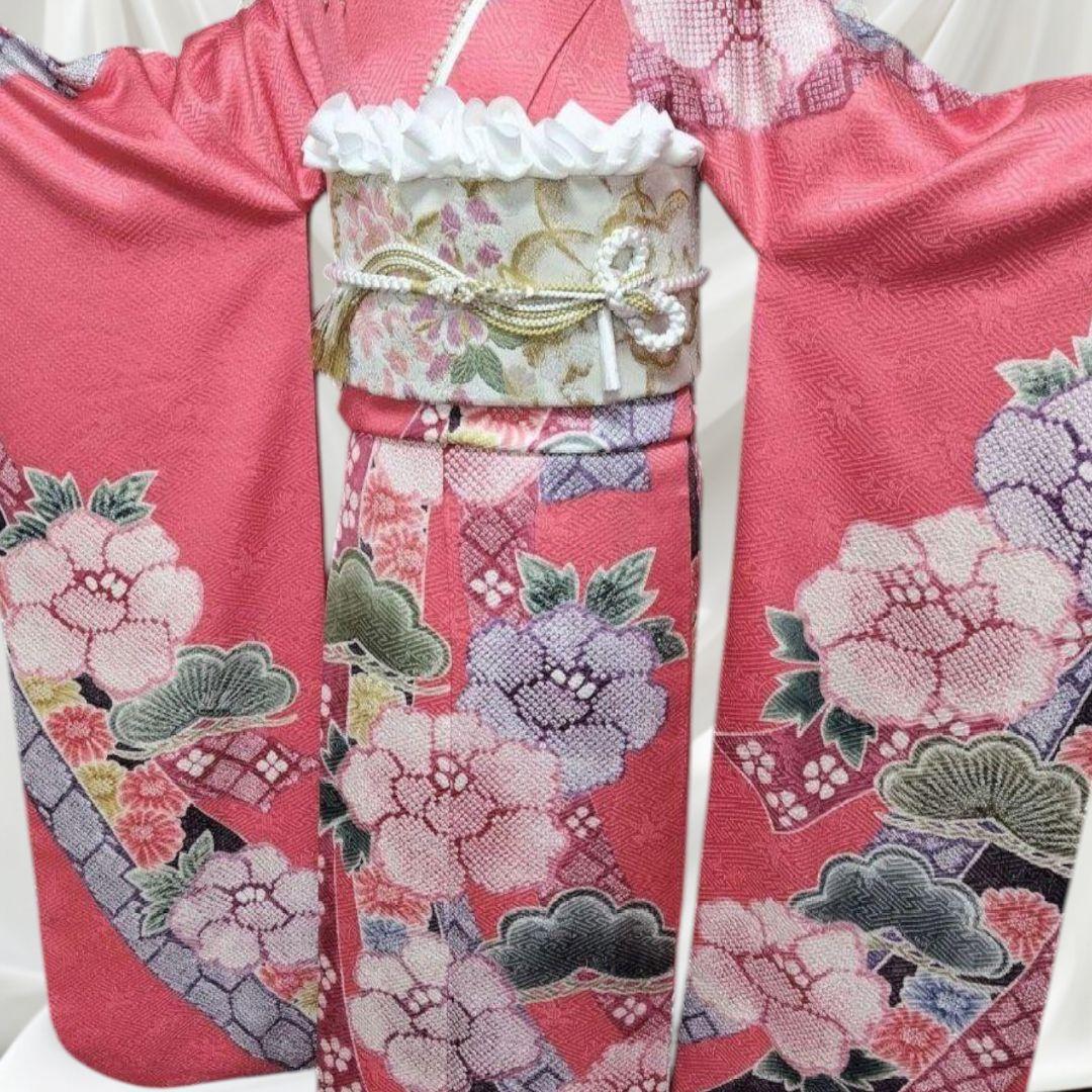 大特価☆振袖フルセット・高級手絞り・吉翔文様・胴裏正絹・ピンク