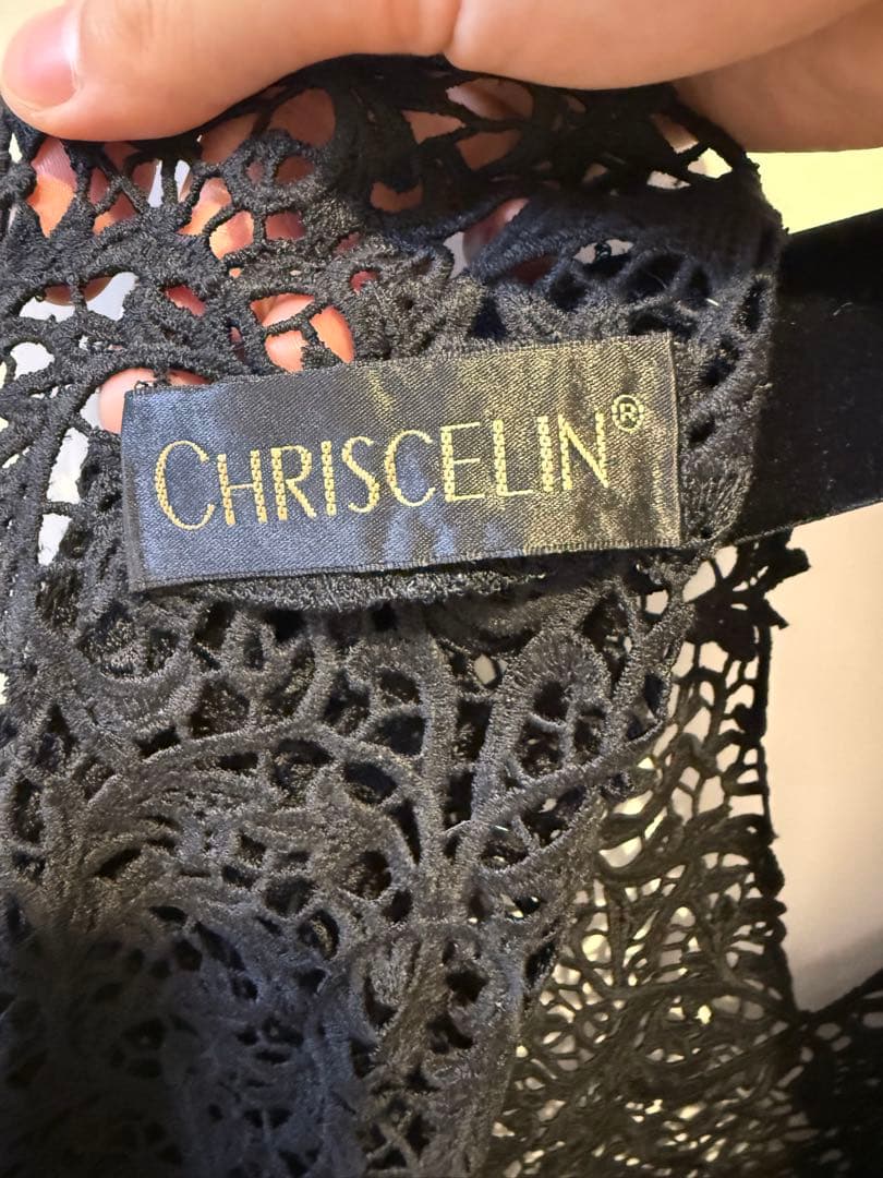CHRISCELIN ブラックレースワンピース 七分袖