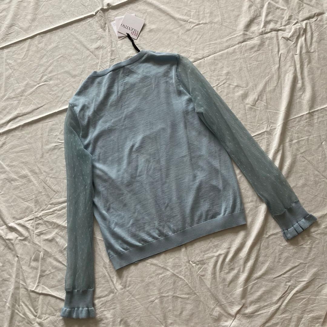 新品　レッドヴァレンティノ　カーディガン　チュール　ドット刺繍　シルク混　XL