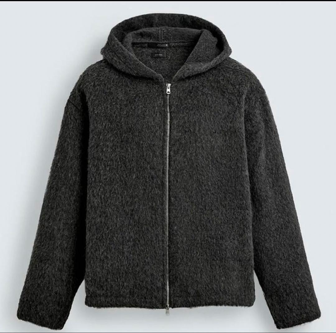 【げんじ絶賛‼︎完売品】 グレー ZARA フェイクファーシャツジャケットフード
