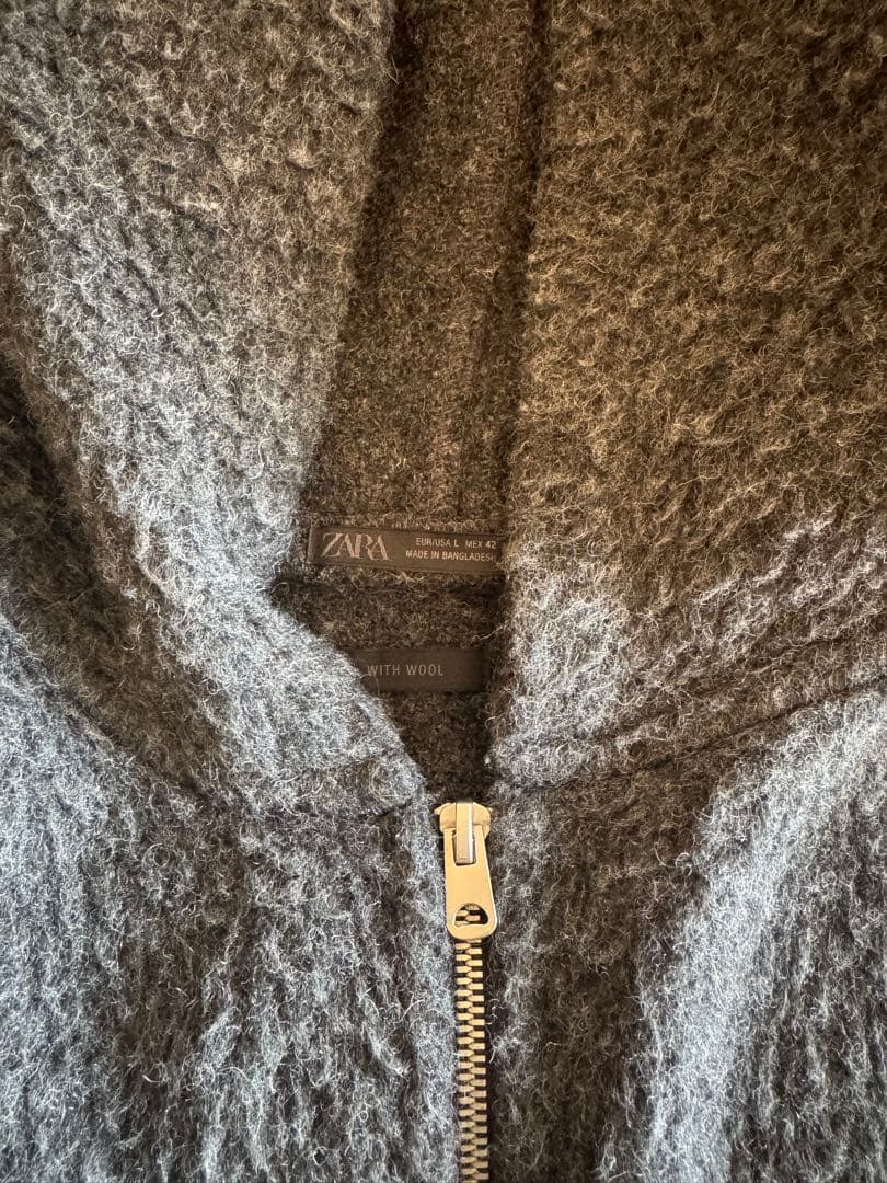 【げんじ絶賛‼︎完売品】 グレー ZARA フェイクファーシャツジャケットフード