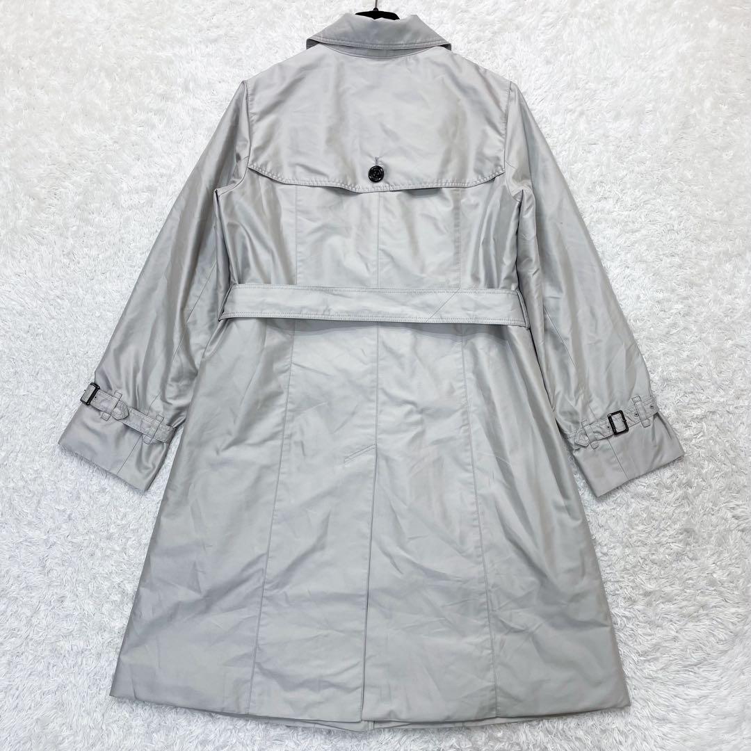美品◆バーバリーロンドン トレンチコート シャドウチェック ライトグレー 44
