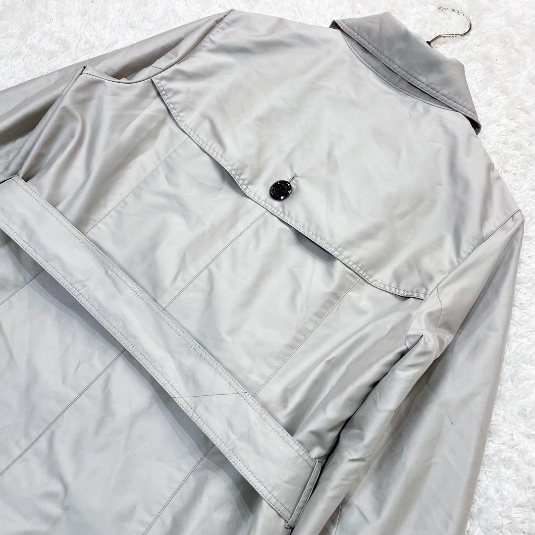 美品◆バーバリーロンドン トレンチコート シャドウチェック ライトグレー 44