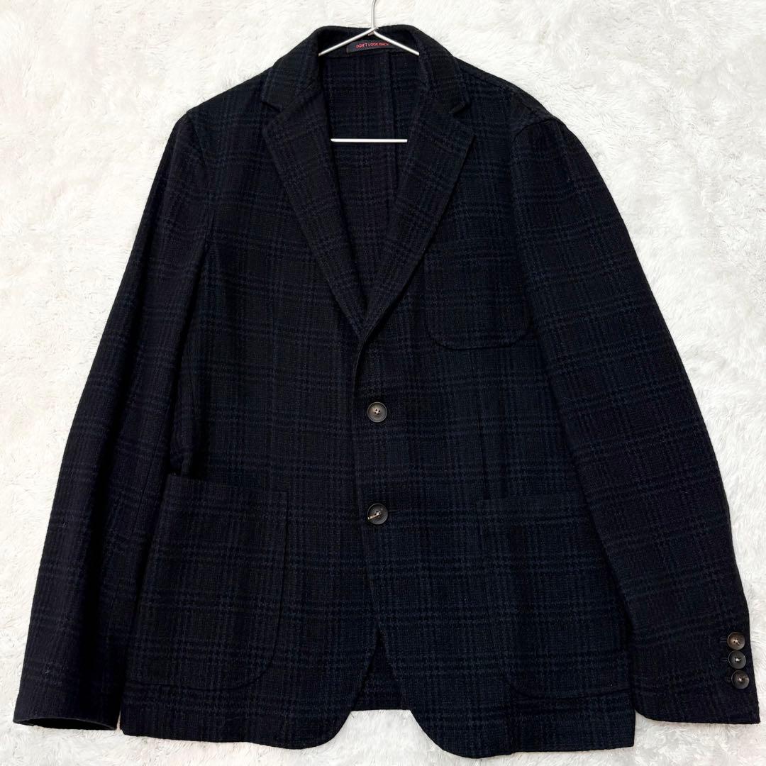 【美品】THE GIGI テーラードジャケット グレンチェック 50 ネイビー