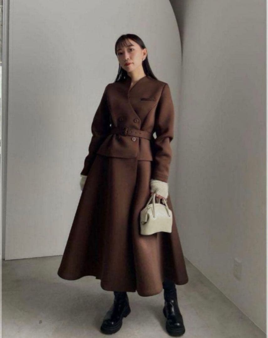 AMERI アメリ CARDBOARD FLARE DRESS COAT s