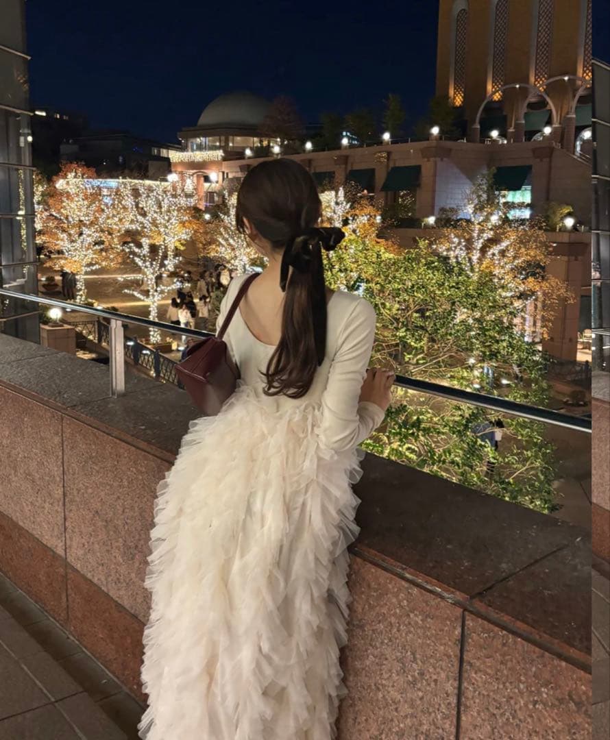 スカート NOTRE emor ruffle tulle dress beige