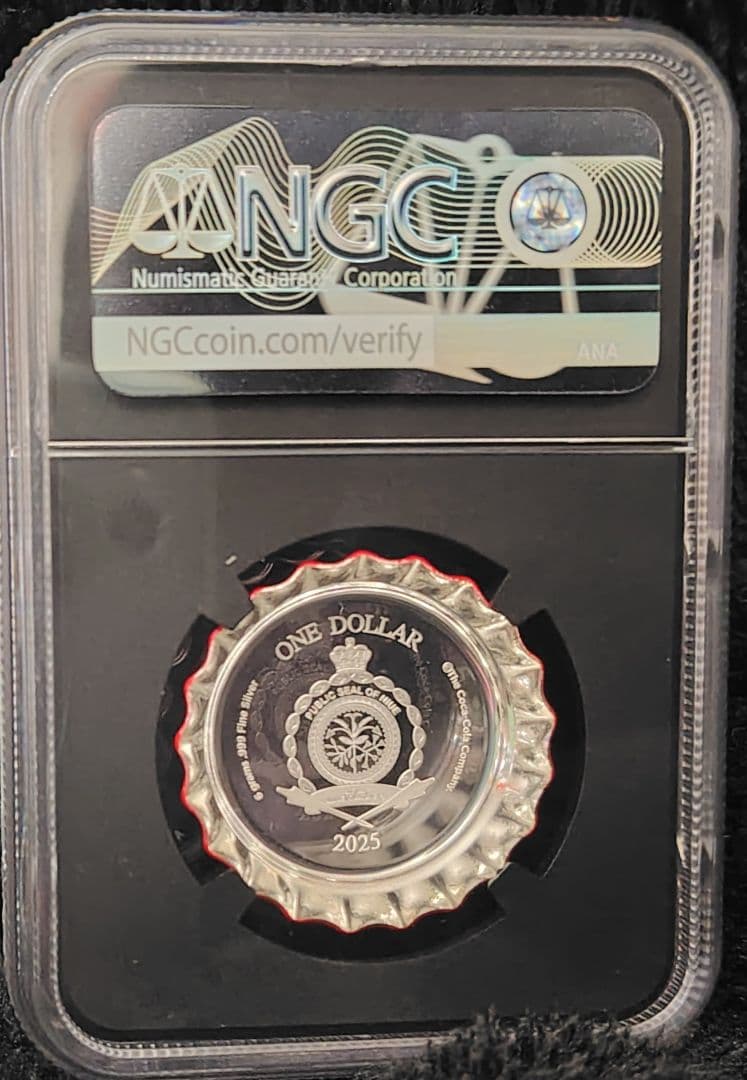 最高鑑定 2025年 NGC PF70 コカコーラ ボトルキャップ型 銀貨 純銀