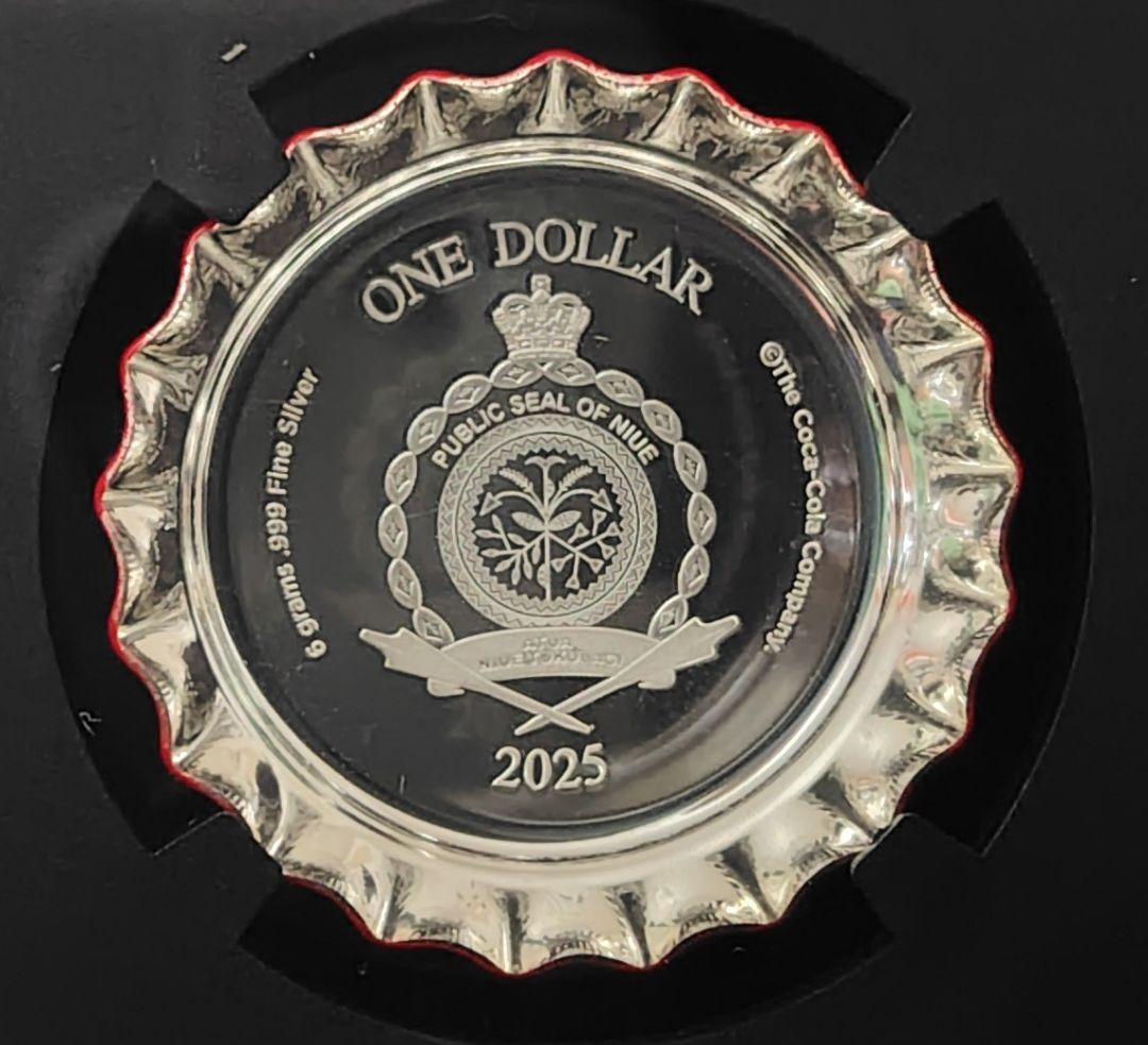 最高鑑定 2025年 NGC PF70 コカコーラ ボトルキャップ型 銀貨 純銀