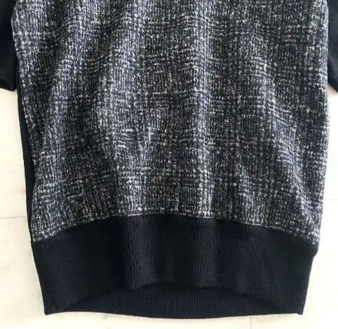 美品 エムプルミエブラック モヘヤ混ツイードライクアンサンブル ブラック 36