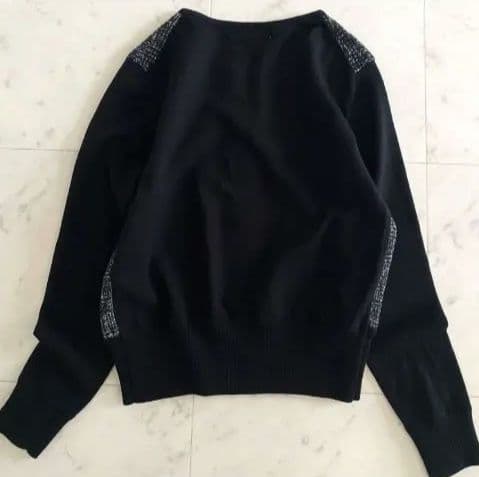 美品 エムプルミエブラック モヘヤ混ツイードライクアンサンブル ブラック 36