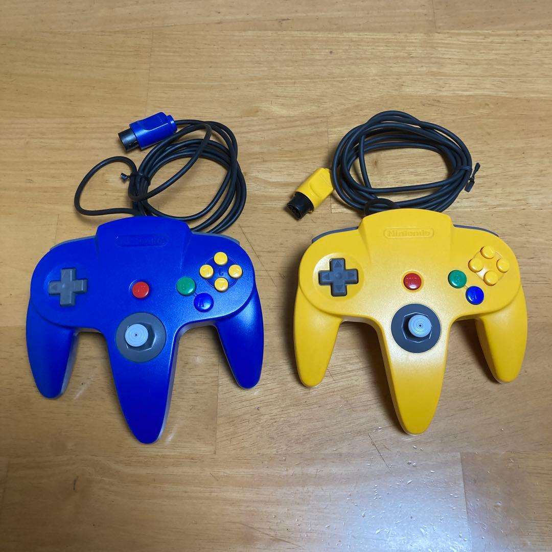 【美品】ニンテンドウ64 コントローラ ブロス ブルー&イエローセット
