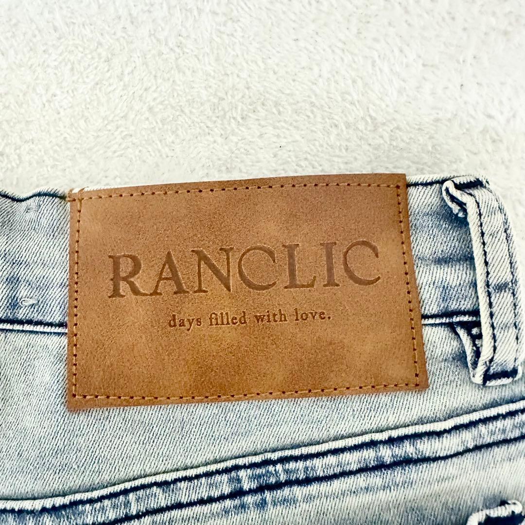 RANCLIC サイドスリットデニムリボンパンツ Sサイズ ライトブルー フレア
