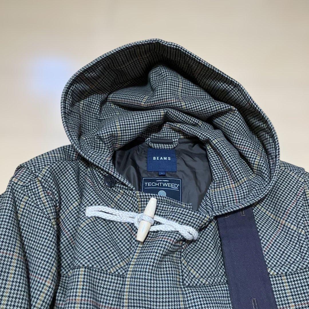 BEAMS ビームス　中綿テックツイード　ダッフルコート　アウター　Lサイズ