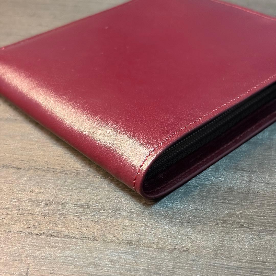 【美品】YVES SAINT LAURENT 2つ折り財布 YSLロゴ ボルドー