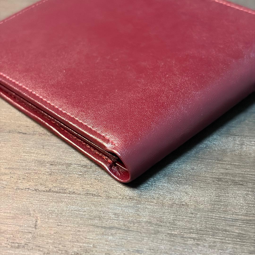 【美品】YVES SAINT LAURENT 2つ折り財布 YSLロゴ ボルドー
