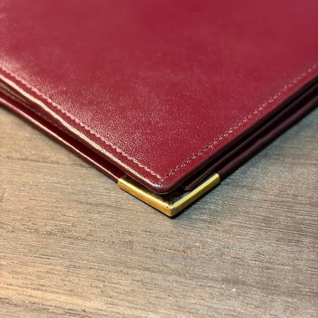 【美品】YVES SAINT LAURENT 2つ折り財布 YSLロゴ ボルドー