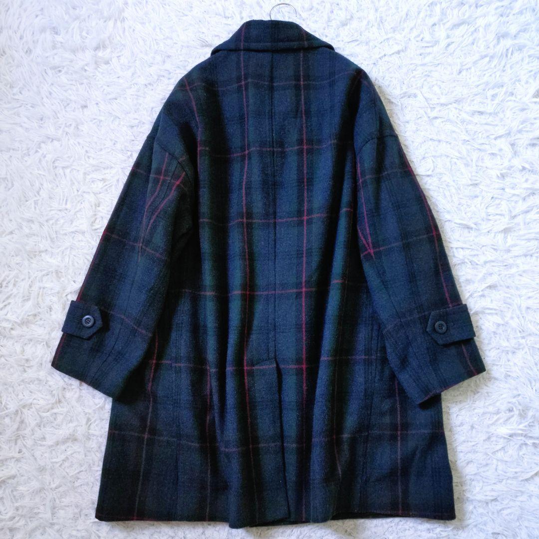 nest Robe　チェスターコート　ゆったり　Aライン　綿麻　濃紺　XL相当