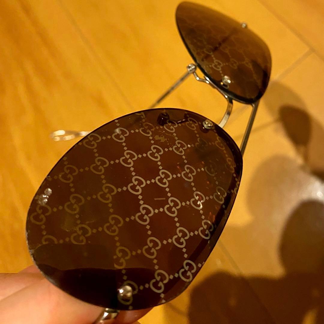 GUCCI グッチ サングラス ティアドロップ GG柄 ハーフリム ヴィンテージ
