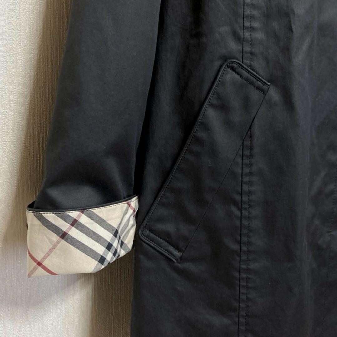 BURBERRY:美品✨スプリングコート ノバチェック ステンカラー 比翼　黒