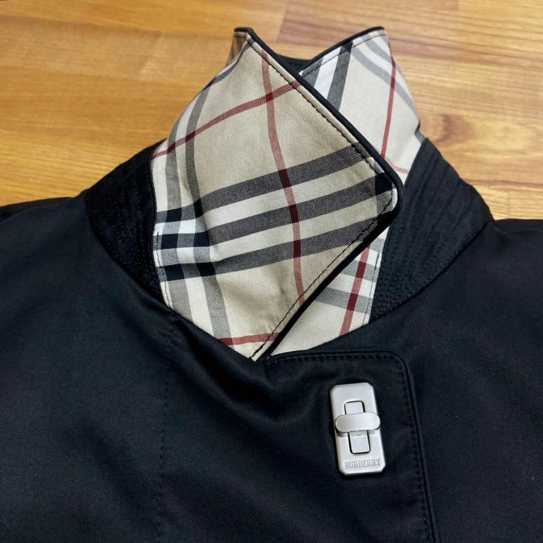 BURBERRY:美品✨スプリングコート ノバチェック ステンカラー 比翼　黒