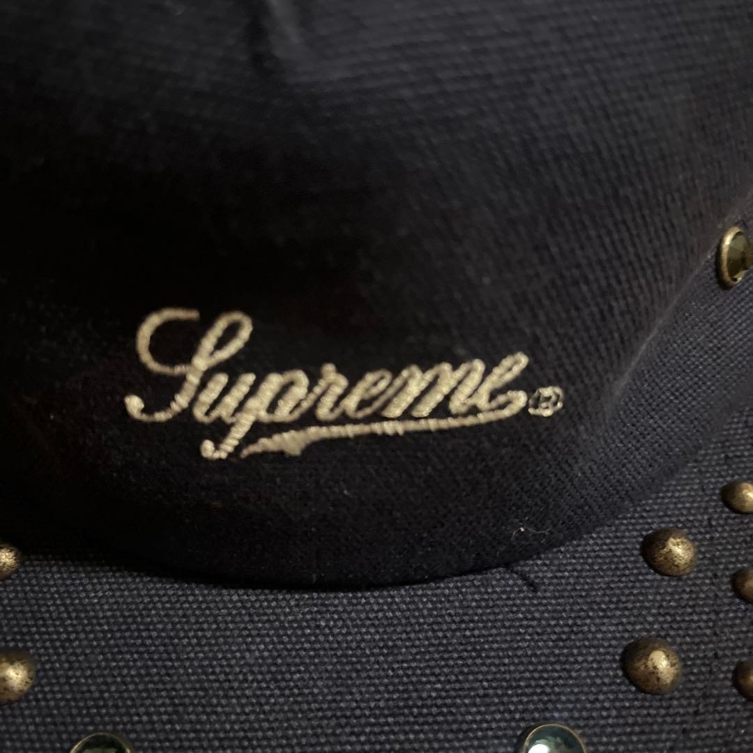 Supreme スタッズ付きキャップ ネイビー