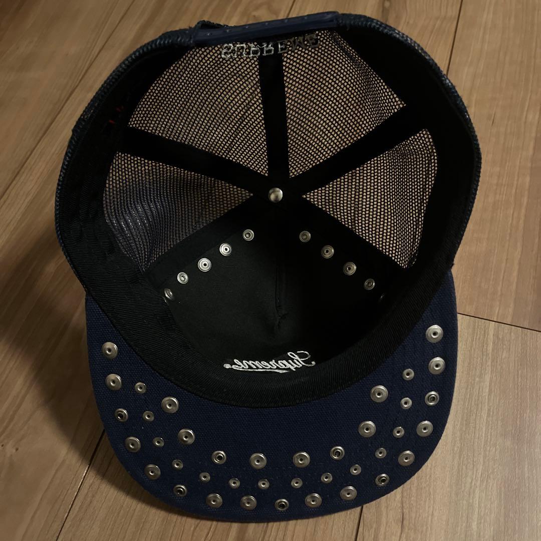 Supreme スタッズ付きキャップ ネイビー