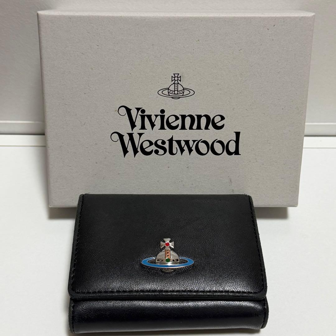 Vivienne Westwood 三つ折り財布 ブラック オーブ EMMA