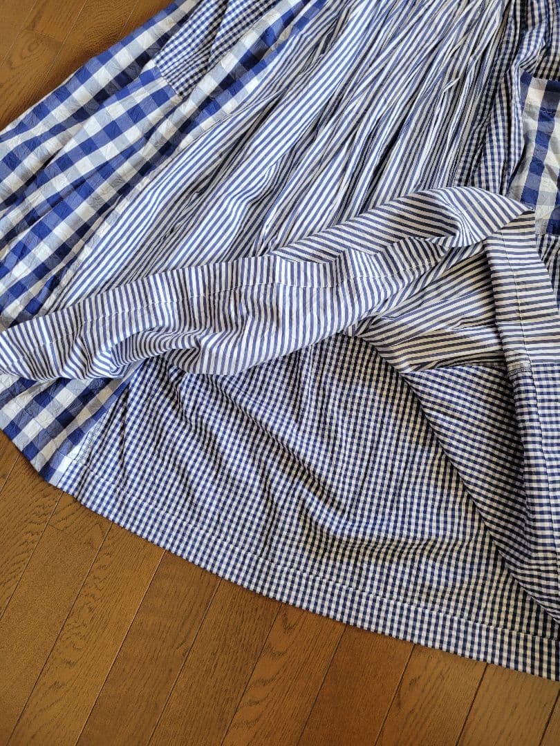 CHECK&STRIPE FOR SUNNY 青ギンガムスカート