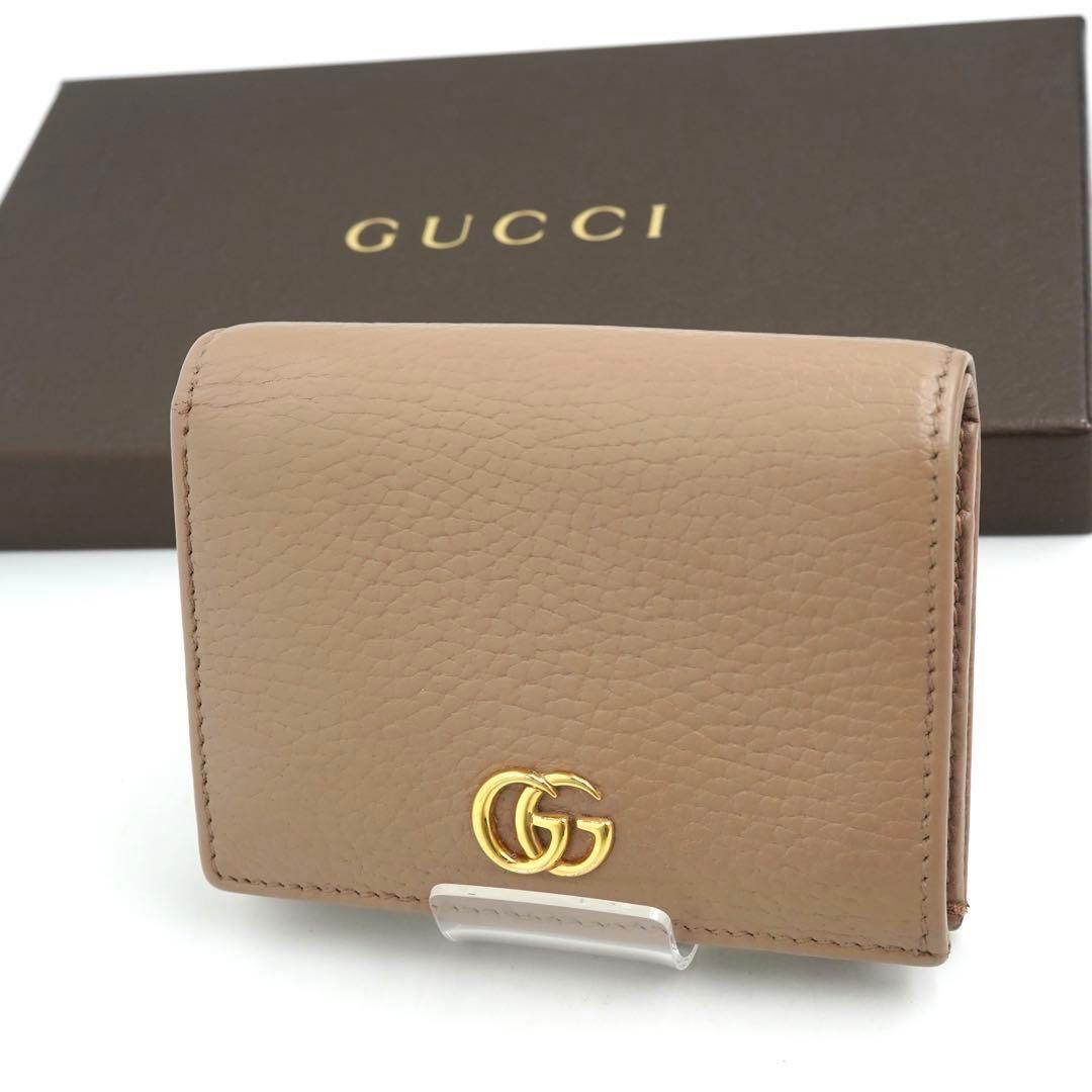 ✨未使用に近い✨　GUCCI ミニ財布　マーモント　GGロゴ 二つ折り　ベージュ