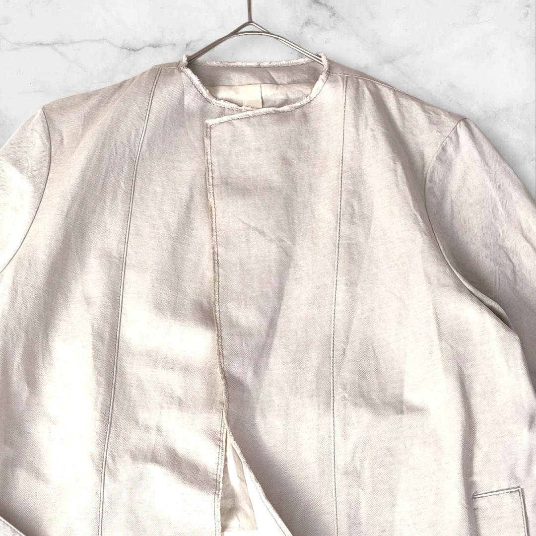 【美品】トゥモローランド ノーカラー ベルト付 ロングコート 36