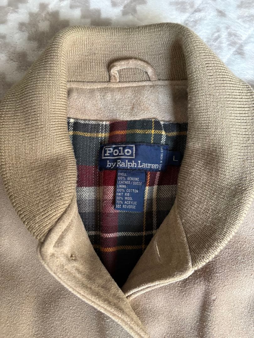 90SRalph Laurenスエードレザージャケットショールカラー