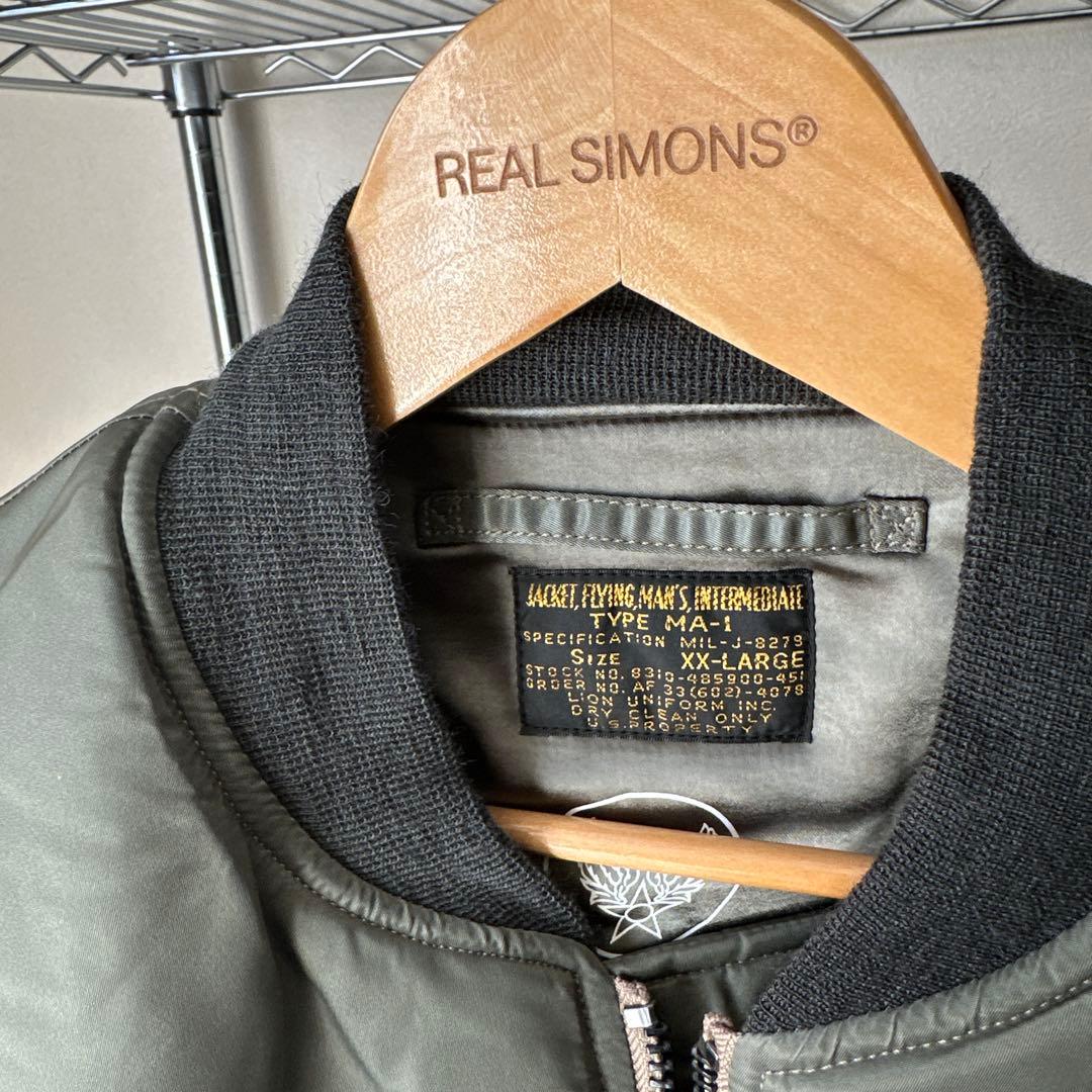REALSIMONS MA1フライトジャケットXXL大きいサイズ グレーグリーン