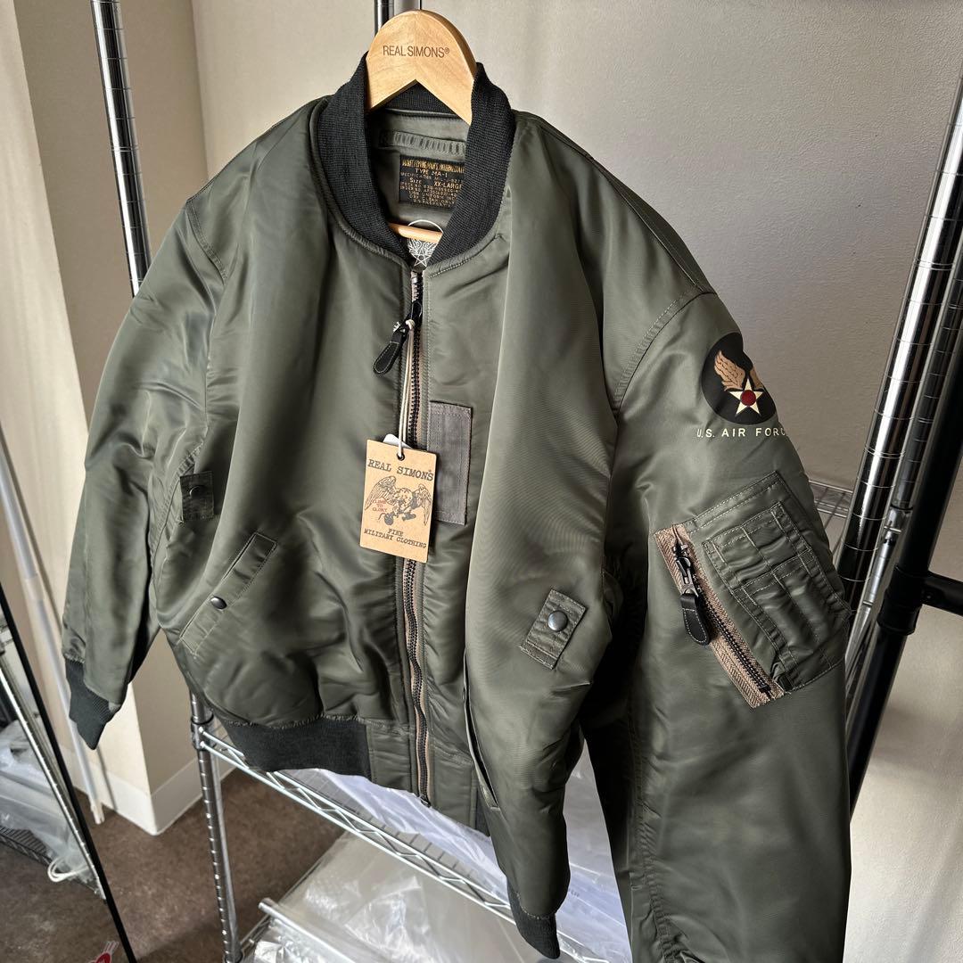 REALSIMONS MA1フライトジャケットXXL大きいサイズ グレーグリーン