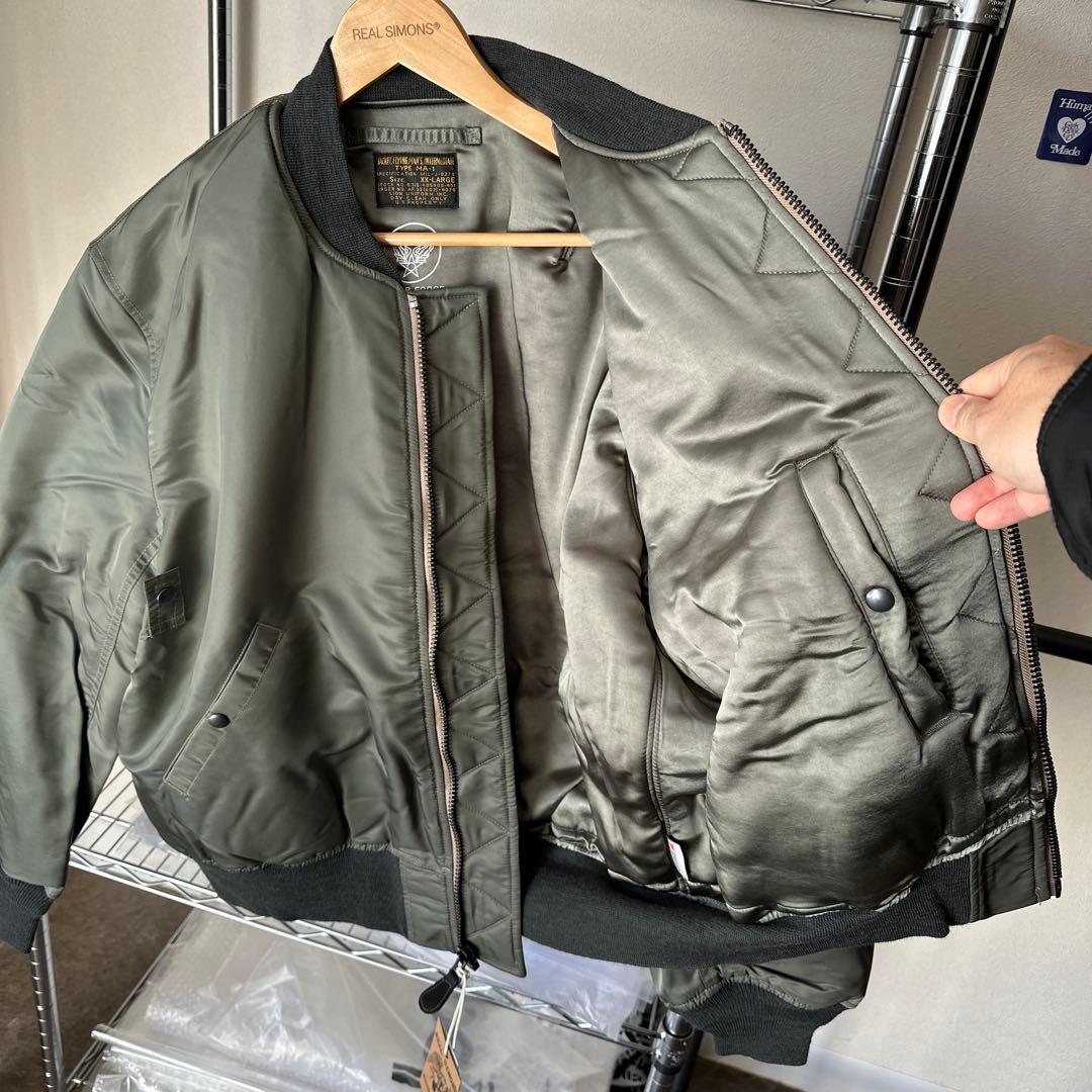 REALSIMONS MA1フライトジャケットXXL大きいサイズ グレーグリーン