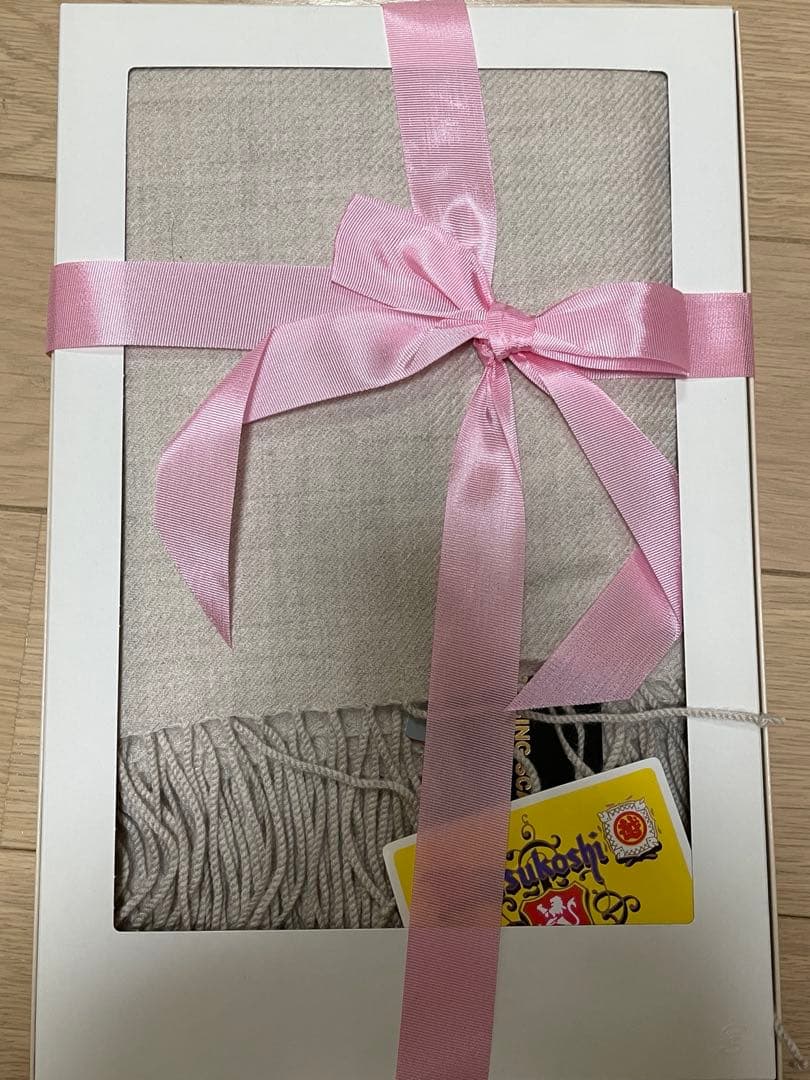 カシミヤ100% グレーベージュストール