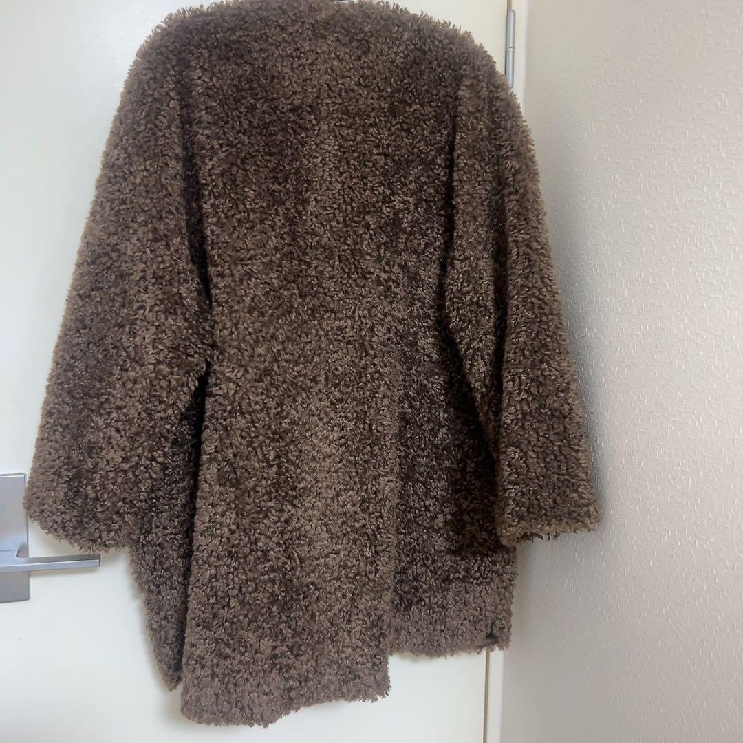 MilaOwen ノーカラーシャツカーブボアコート